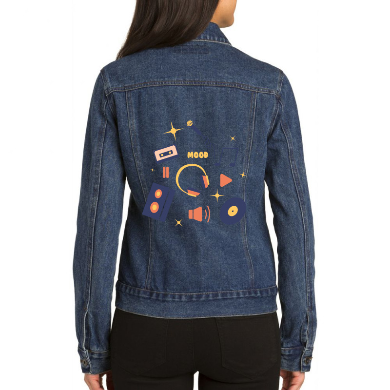 Playlist Mood Ladies Denim Jacket by sundesign | Artistshot