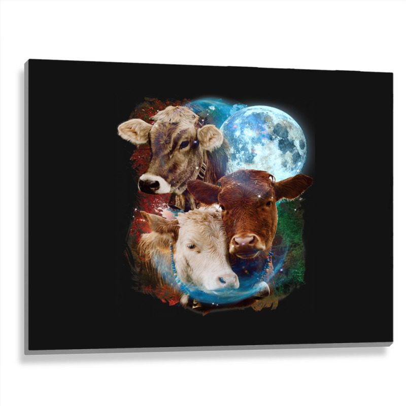 3 Moon Cow Funny Livestock Cattle Animal Lovers Ar Metal Print Horizontal | Artistshot