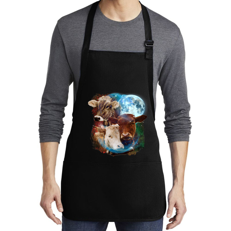 3 Moon Cow Funny Livestock Cattle Animal Lovers Ar Medium-length Apron | Artistshot