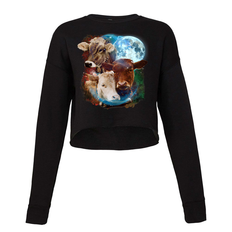 3 Moon Cow Funny Livestock Cattle Animal Lovers Ar Cropped Sweater by AURRADILLARD | Artistshot