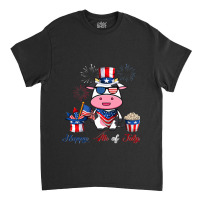 4th Of July Cute American Flag Funny Cow Fireworks Classic T-shirt | Artistshot