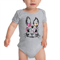 Cute Bunny Face Floral Glasses Headband Happy East Baby Bodysuit | Artistshot