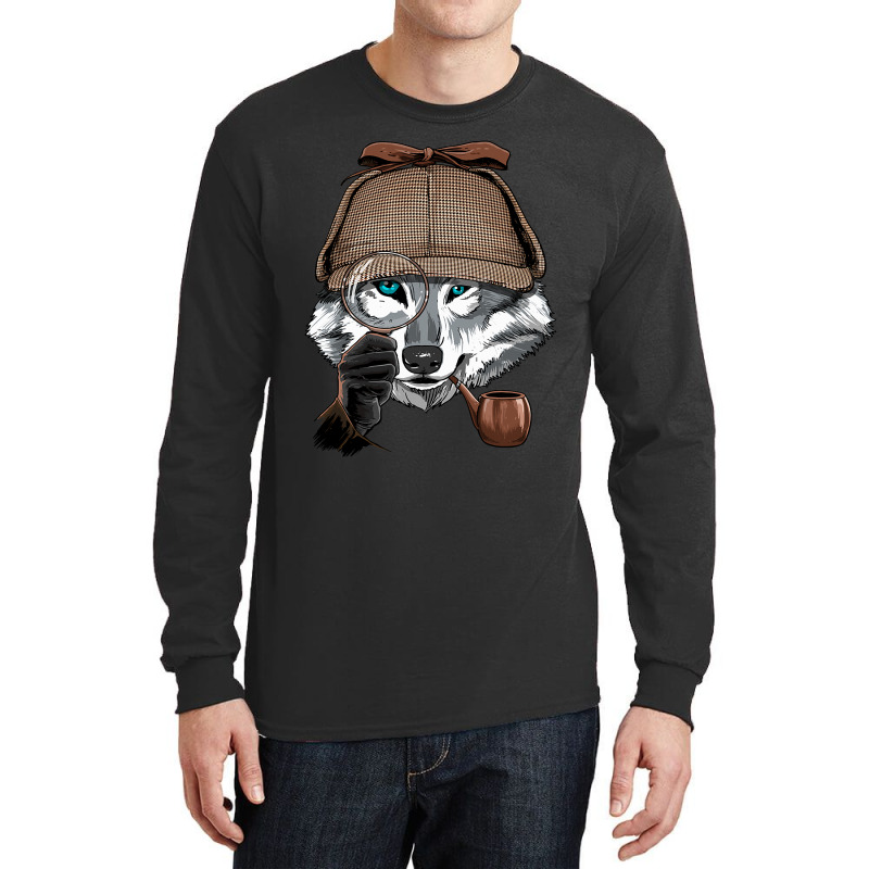 Detective Gray Wolf Spy Investigator Wildlife Wolf Long Sleeve Shirts by JESSICAMARTINA | Artistshot