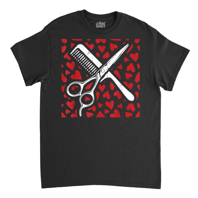 Scissor Comb Hearts Valentines Day Hair Stylist Dr Classic T-shirt by hiett | Artistshot