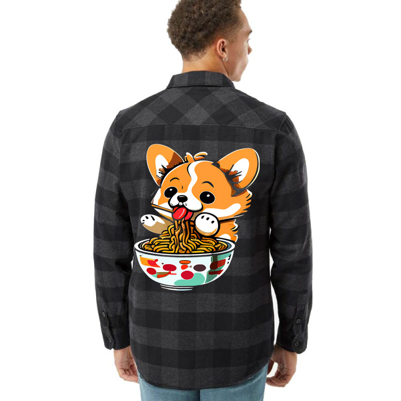 Kawaii Corgi Eating Ramen Dog Lover Manga Anime Ja Flannel Shirt by SweetCurl | Artistshot