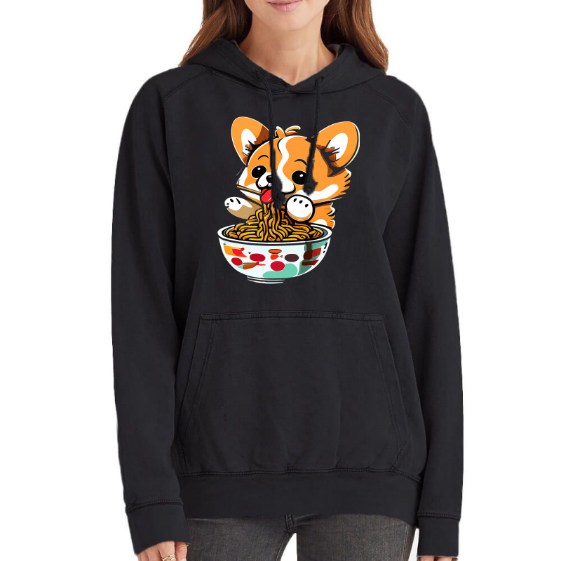 Kawaii Corgi Eating Ramen Dog Lover Manga Anime Ja Vintage Hoodie by SweetCurl | Artistshot