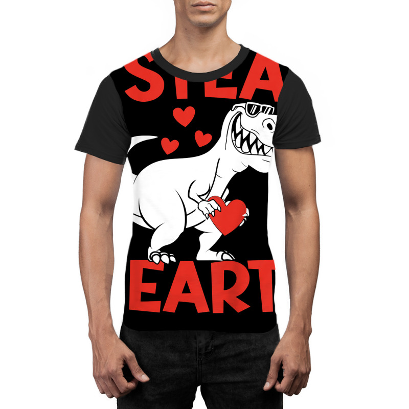 Kids Valentines Day I Steal Hearts Love Trex Dino Graphic T-shirt | Artistshot