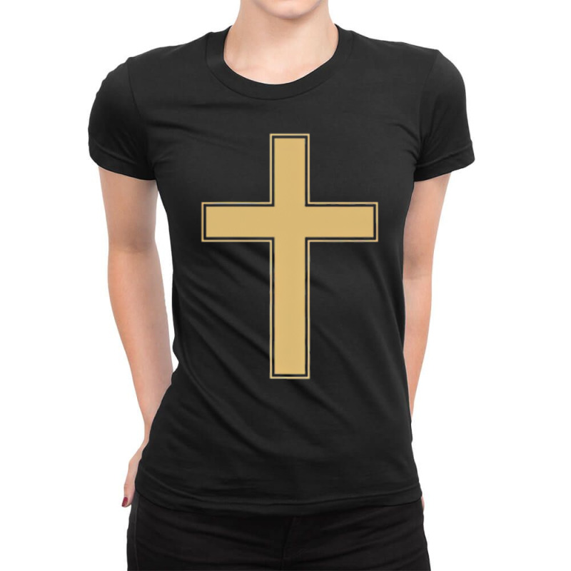 Christian Cross Crucifix Latin Cross Traditional C Ladies Fitted T-Shirt by fieyzacik | Artistshot