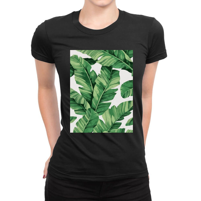 Tropical Banana Leaves Ladies Fitted T-Shirt by michaelmu | Artistshot