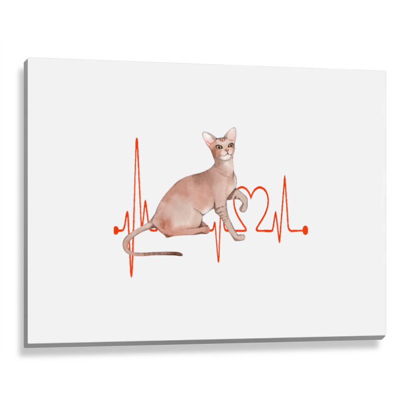 Oriental Cat Heartbeat Ekg Cat Mom Cat Dad Cat Lov Metal Print Horizontal | Artistshot