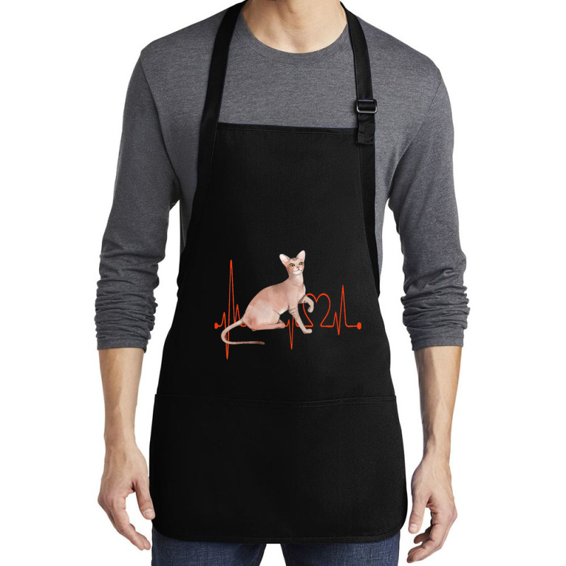 Oriental Cat Heartbeat Ekg Cat Mom Cat Dad Cat Lov Medium-length Apron | Artistshot