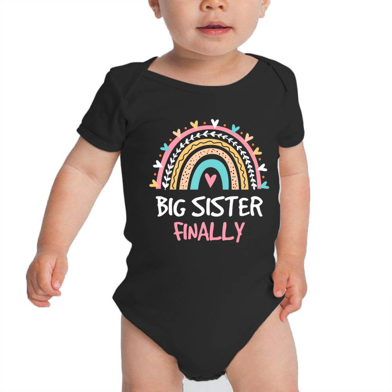 Big Sister Finally Rainbow New Baby Announcement T Baby Bodysuit by scrabeck | Artistshot