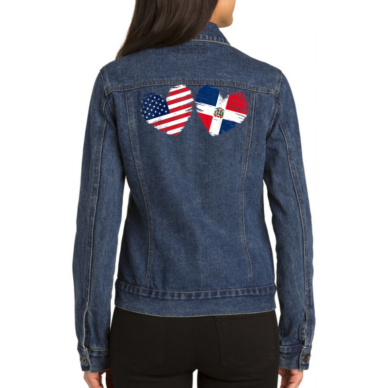 Usa Dominican Republic Flag Heart Dominican American T Shirt Ladies Denim Jacket by men.adam | Artistshot