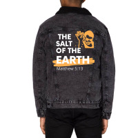 The Salt Of The Earth Brother Sprinkling Salt Meme Unisex Sherpa-lined Denim Jacket | Artistshot