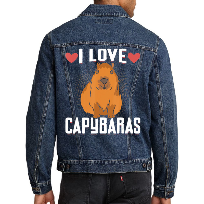 I Love Capybaras   Funny Capybara Cavies Rodent Lo Men Denim Jacket | Artistshot