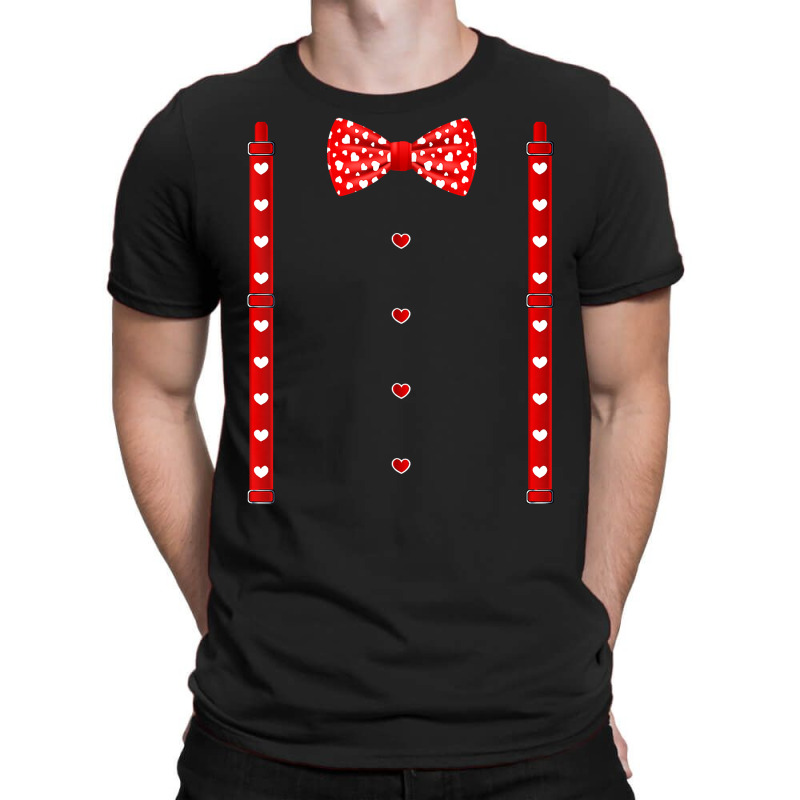 Red Hearts Bow Tie Suspenders Valentines Day Costu T-shirt | Artistshot