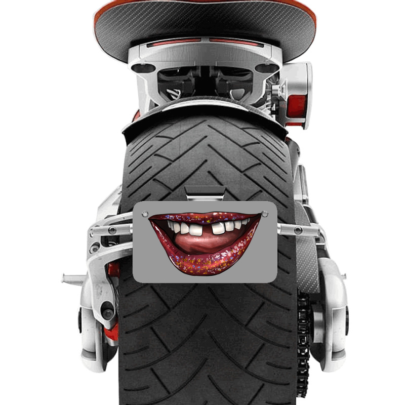 Smile With Gap Teeth Motorcycle License Plate | Artistshot