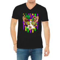 American Flag Mardi Gras Cute Oriental Cat Lover V-neck Tee | Artistshot