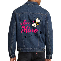 Bee Mine Pink Heart And Honey Bee Valentines Day T Men Denim Jacket | Artistshot