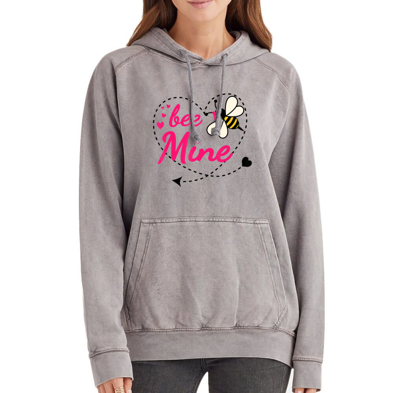 Bee Mine Pink Heart And Honey Bee Valentines Day T Vintage Hoodie | Artistshot