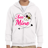 Bee Mine Pink Heart And Honey Bee Valentines Day T Youth Zipper Hoodie | Artistshot