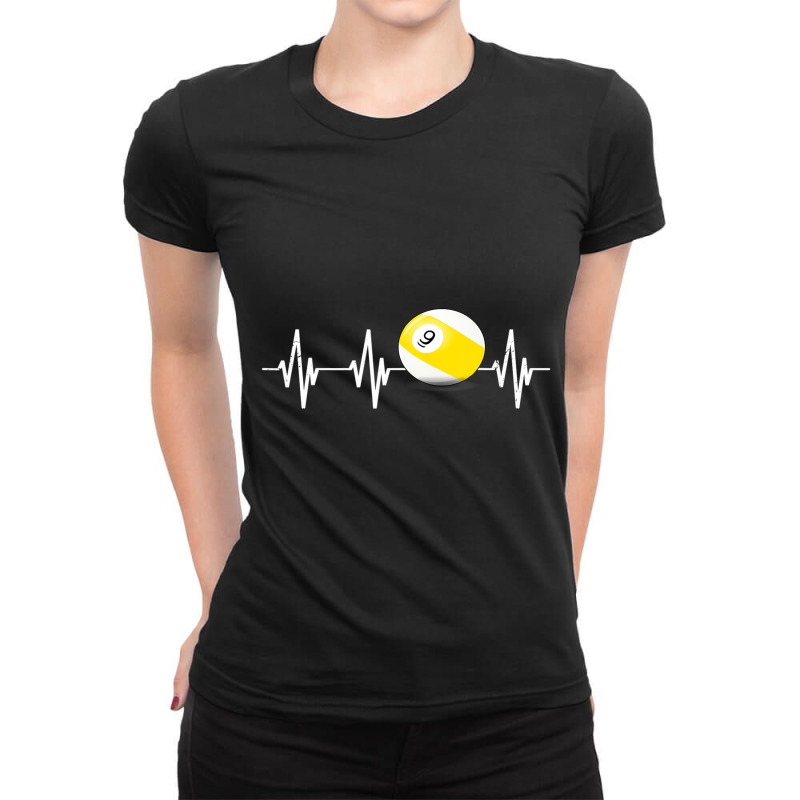 Billiard Heartbeat Pool 9 Ball Billiard Ball Heart Ladies Fitted T-Shirt by aiiluurosy | Artistshot