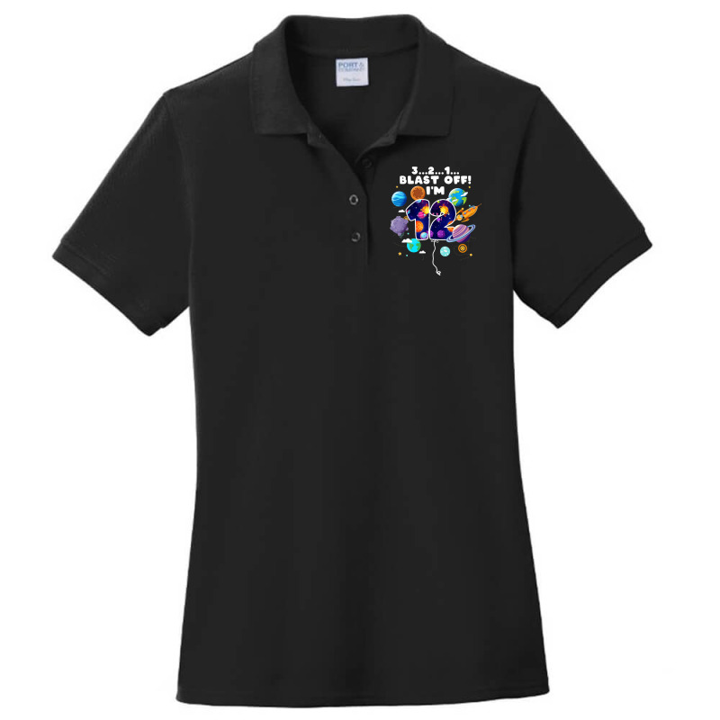 Outer Space Blast Off I'm 12 Space Theme 12th Birt Ladies Polo Shirt by holden | Artistshot