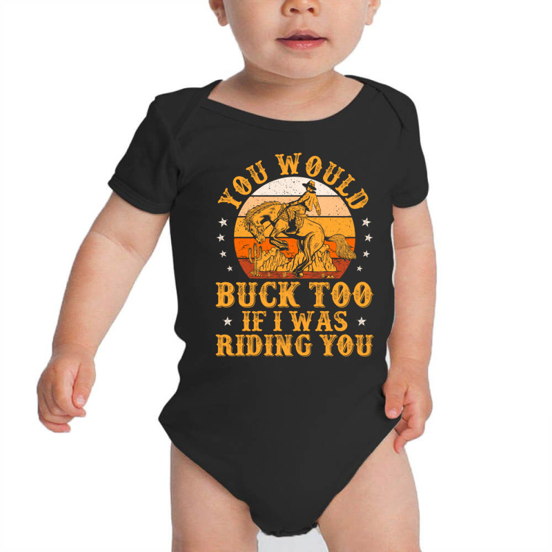 Funny Rodeo Bucking Bronco Horse Retro Bronc Rider Baby Bodysuit by validokel | Artistshot