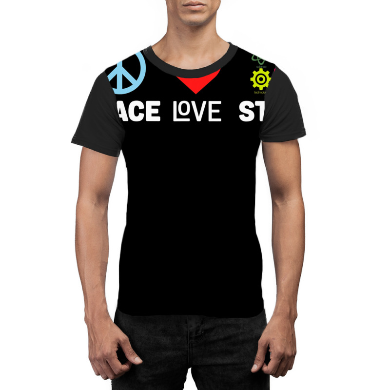 Peace Love Stem Science Technology Engineering Mat Graphic T-shirt | Artistshot