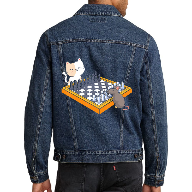 Cat Owner Chess Board Grandmaster Board Game Chess Men Denim Jacket | Artistshot