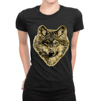 Smiling Wolf Head Lines Silhouette 2 Fan Fun Ladies Fitted T-shirt | Artistshot