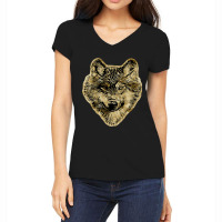 Smiling Wolf Head Lines Silhouette 2 Fan Fun Women's V-neck T-shirt | Artistshot