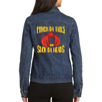 Pinch Da Tails Suck Da Heads Cajun Crawfish Lovers Ladies Denim Jacket | Artistshot