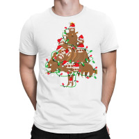 Sloths Christmas Tree Cute Santa Hat Lights For Sl T-shirt | Artistshot