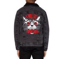 I Will Eat Your Soul Satanic Cat Spooky Gift For H Unisex Sherpa-lined Denim Jacket | Artistshot