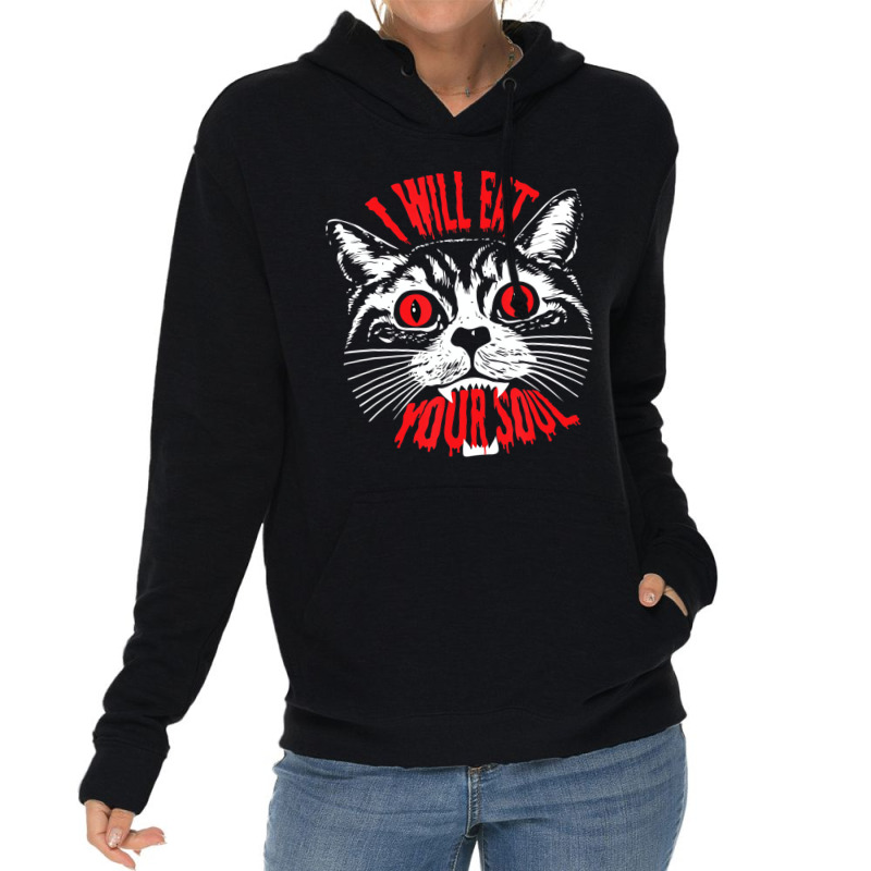 I Will Eat Your Soul Satanic Cat Spooky Gift For H Lightweight Hoodie | Artistshot