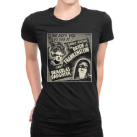 Halloween Monster Poster Horror Movie Dracula Frankenstein Ladies Fitted T-shirt | Artistshot