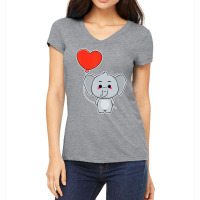 Elephant Heart Balloon Valentines Day Cute Animal Women's V-neck T-shirt | Artistshot