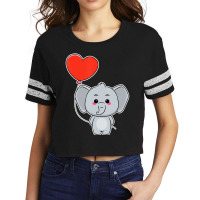 Elephant Heart Balloon Valentines Day Cute Animal Scorecard Crop Tee | Artistshot