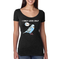 Parakeet Bird Biting Finger Funny I Only Look Calm Women's Triblend Scoop T-shirt | Artistshot