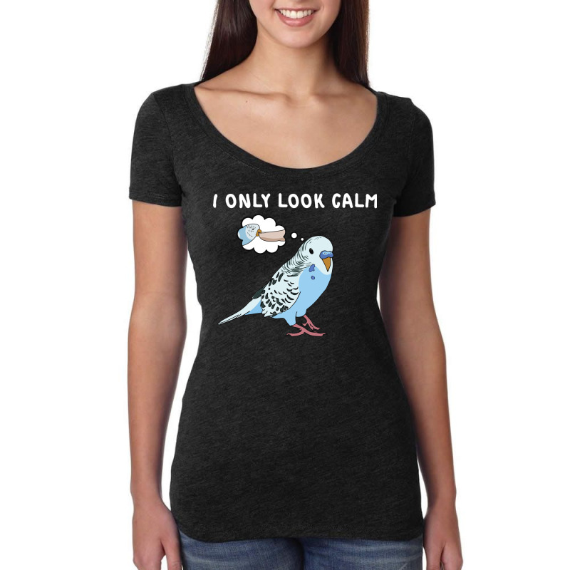 Parakeet Bird Biting Finger Funny I Only Look Calm Women's Triblend Scoop T-shirt by EdahArt | Artistshot