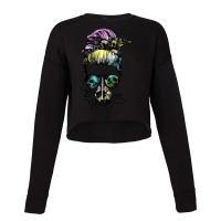 Zero Fucks Given Skull Middle Finger Messy Bun Hal Cropped Sweater | Artistshot