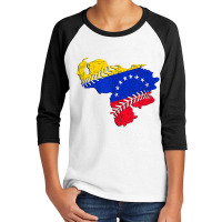 Venezuela Flag Baseball Laces Country Map Outline Youth 3/4 Sleeve | Artistshot