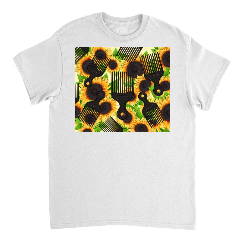 Afro Comb Sunflower Classic T-shirt by afrowomandigitalshop@gmail.com | Artistshot