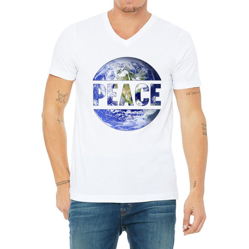 World Peace Support Earth Peace Day Lover Graphic V-neck Tee | Artistshot