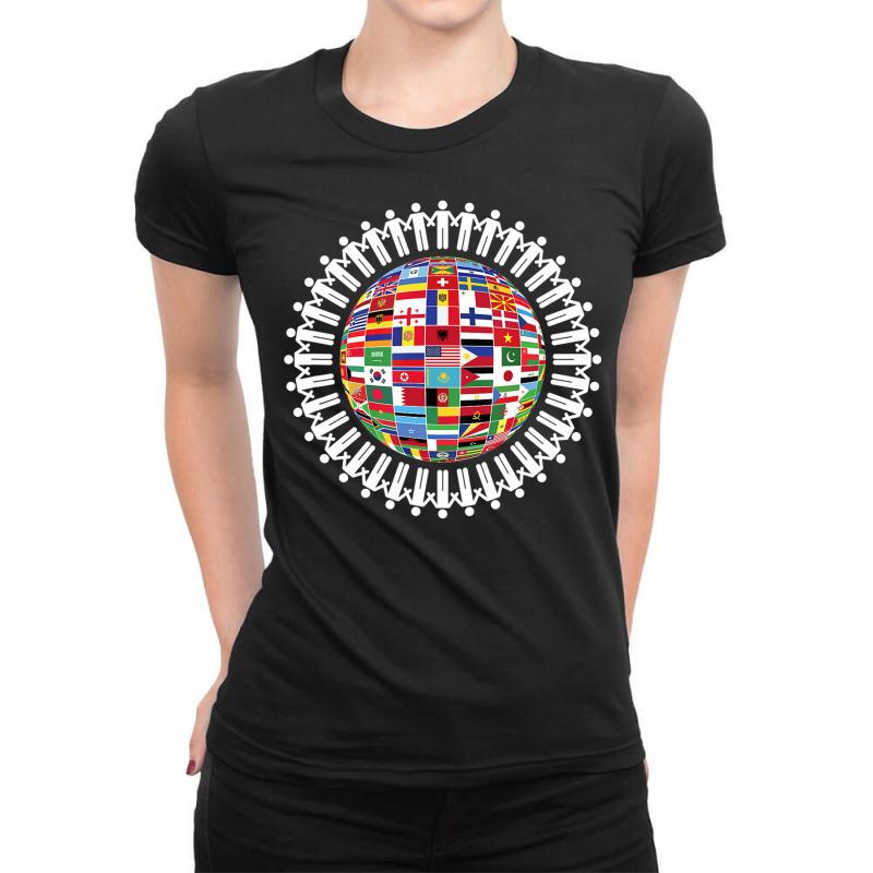 Cultural Diversity World Flags Different Nationali Ladies Fitted T-Shirt by imelde | Artistshot