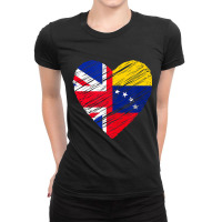 Venezuela Great Britain Heart Uk Flag Venezuelan F Ladies Fitted T-shirt | Artistshot