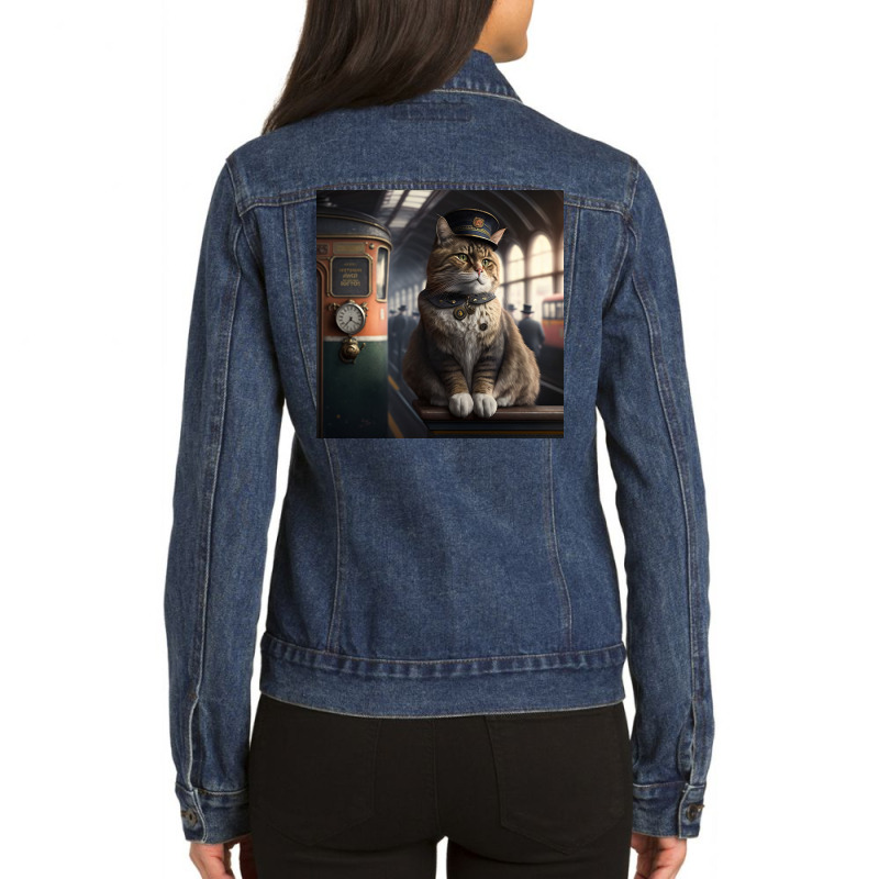 Cat In Station Ladies Denim Jacket by EmporiumofGood | Artistshot