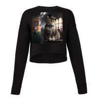 Cat In Station Cropped Sweater | Artistshot