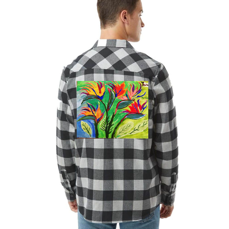 Paradise Flowers Acrylic Painting Flannel Shirt by Angelysmina | Artistshot